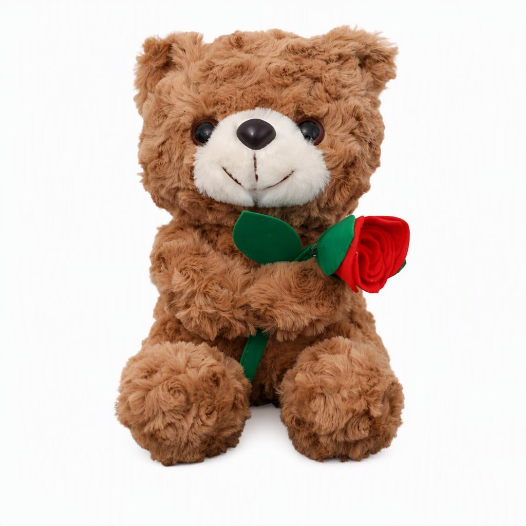 Rose Brown Plush Bear Ornament, 20cm Mini Plush Decor,Gift for Girlfriend