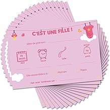 OLILLY - 20 Cartes de Pronostics pour Baby Shower Fille (Pronostics Fille 2)