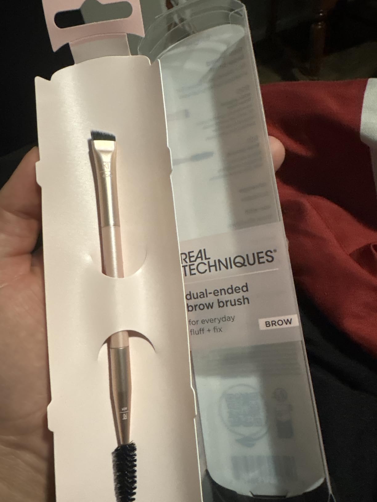 Real Techniques Dual-Ended Brow Brush, For Shaping & Filling Eyebrows, Travel-Friendly Spoolie & Liner Brush, Blend Natural, Full, or Laminated Brows, Luxury Applicator, Vegan, 1 Count