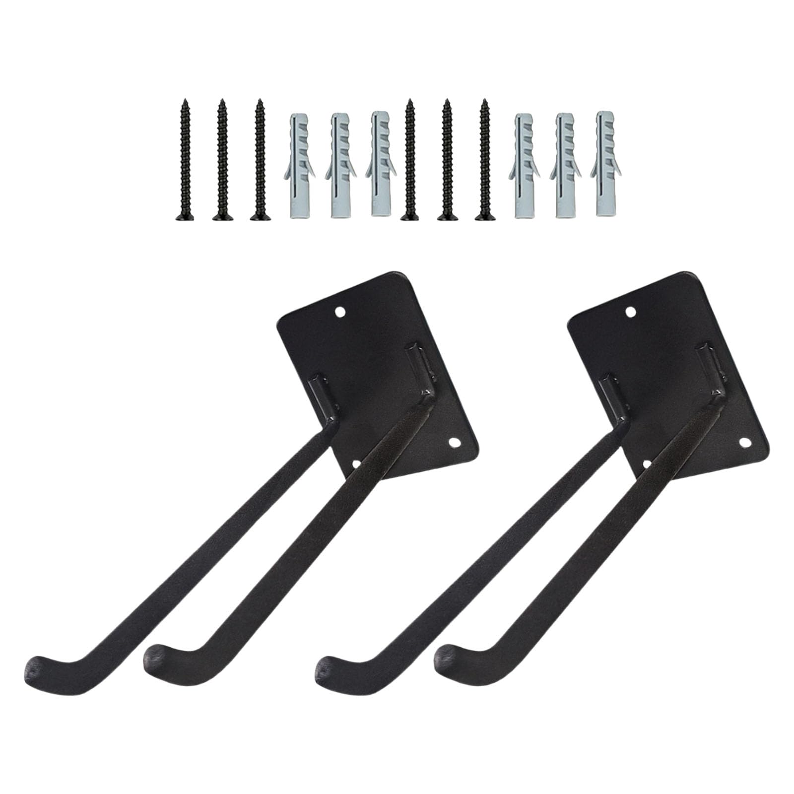 Yprewy Black 2Piece Extra Long Garage Storage Hooks Heavy Duty Iron Wall Mounted Organizers For Ladders Chairs Garden Tools