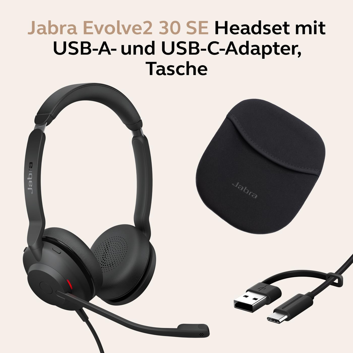 Jabra Evolve2 30 SE Telefon On Ear Headset kabelgebunden Stereo Schwarz Mikrofon-Rauschunterdrückung, Noise Cancelling