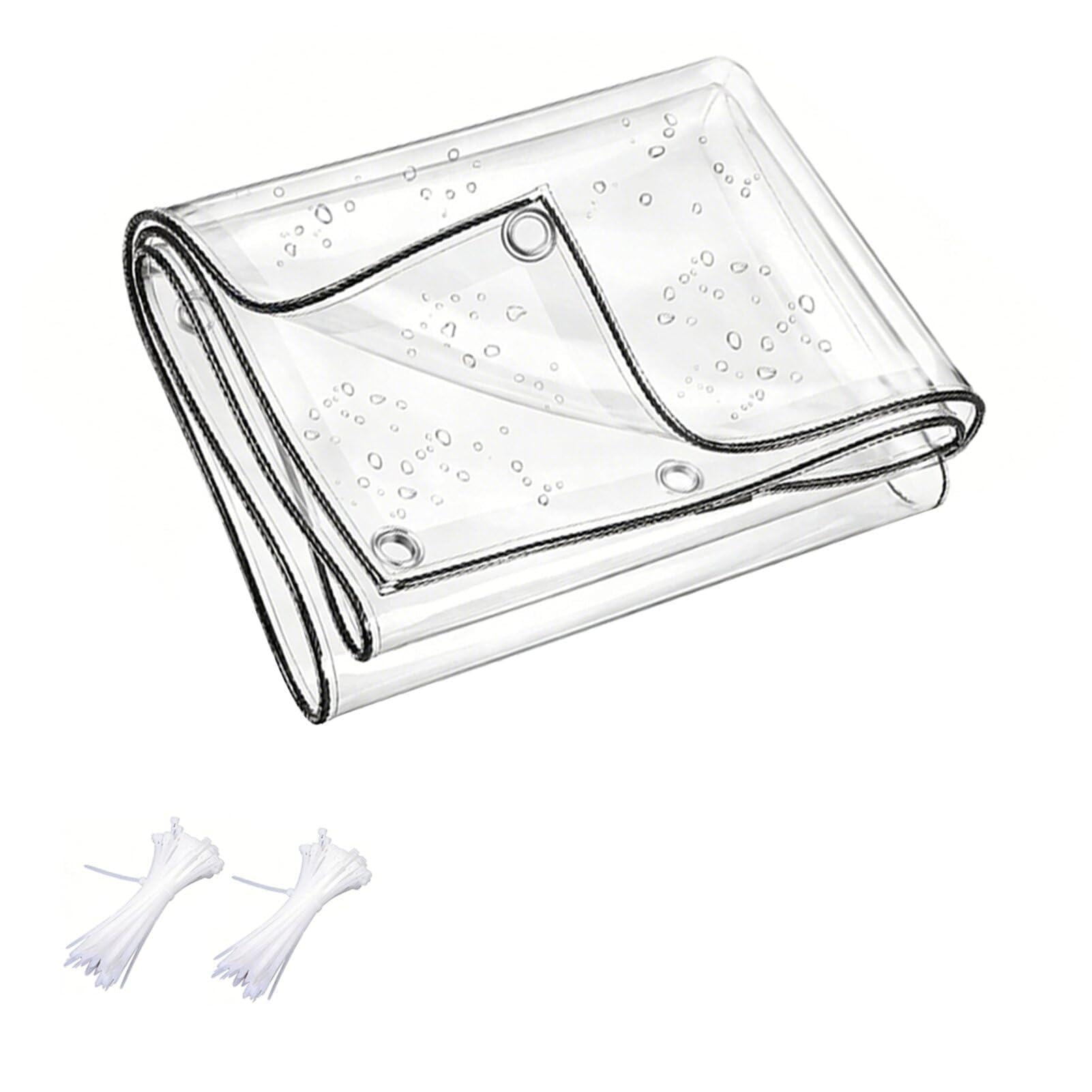 Plane Transparent mit Ösen 2.4X3M, PVC Durchsichtige Plane Wasserdicht Abdeckplane, Reißfest Winddicht für Außenbereich Garten Pavillon, mit Seil