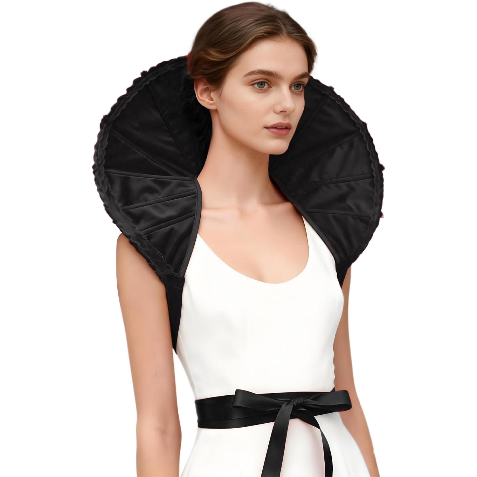inlzdz Velvet Vampire Stand Up Collar Victorian Gothic Queen Neck Collar For Halloween Cosplay Party Dress Up Black B One Size