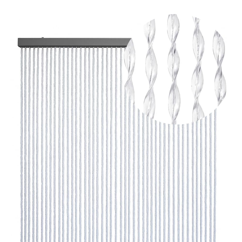 PALUPLUS Tenda a Eliche Antimosche, frange in PVC Estruso, misura 120x230 cm, tenda per porte e finestre, moschiera a pannello, catenelle a caduta, zanzariera per insetti -2102C-4,22 (Trasparente)
