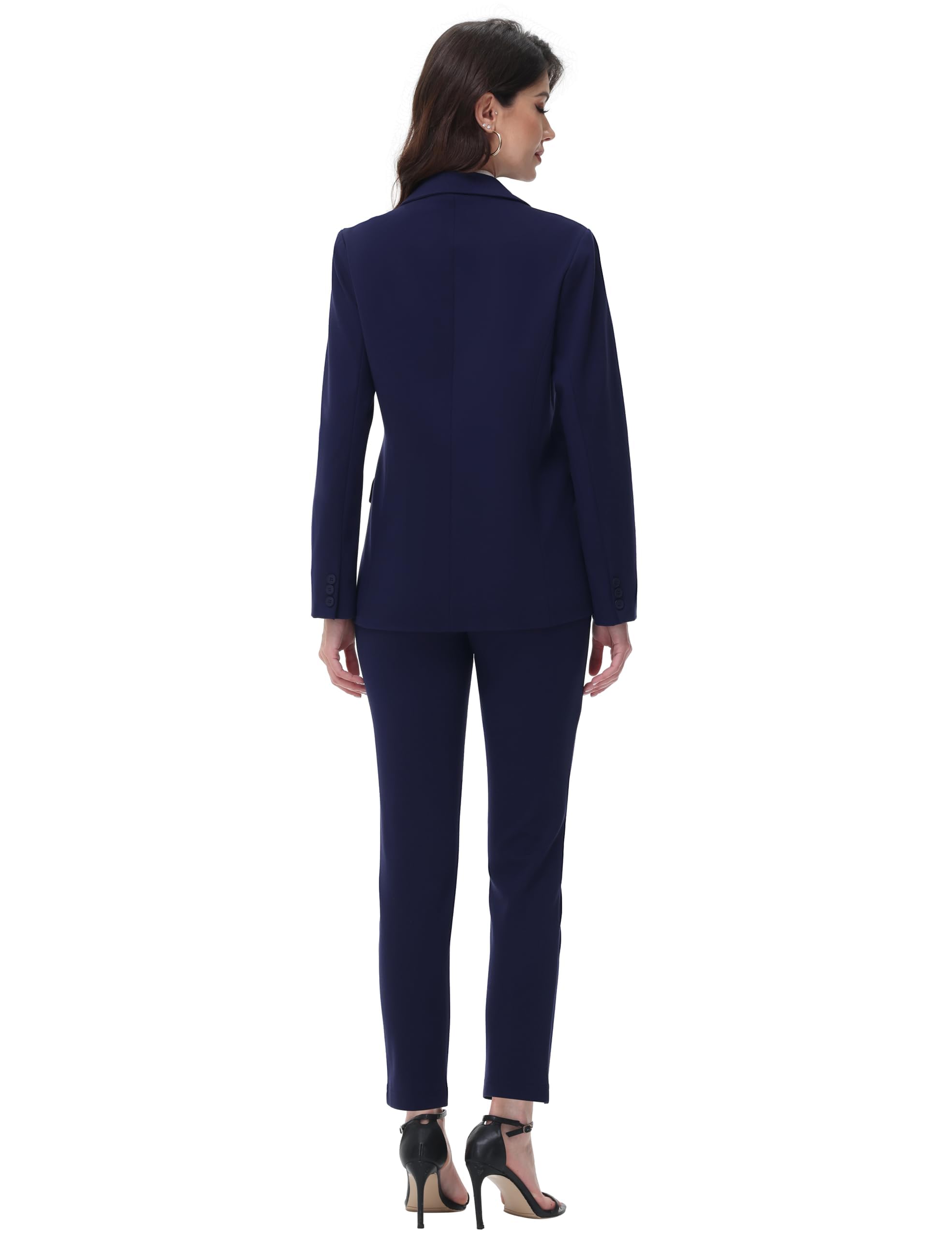 Traje de Pantalón para Mujer de Negocios de Manga Larga Entallado y Elástico para Oficina y Reuniones
