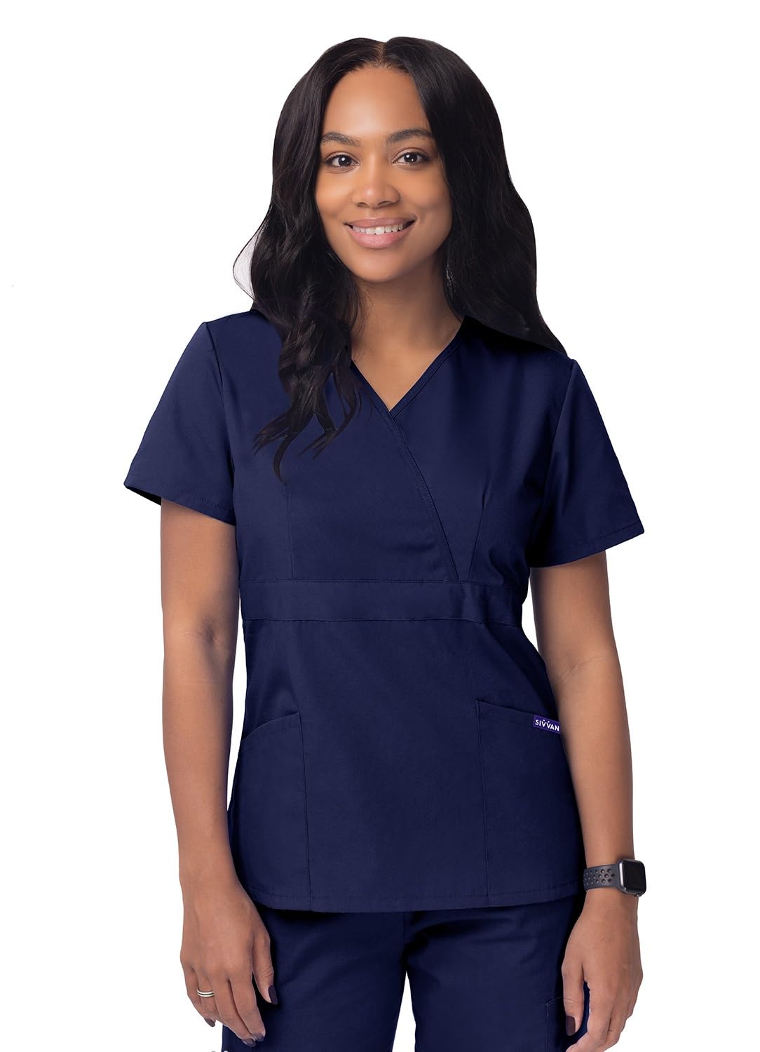 Sivvan Women's Scrubs Mock Wrap Top (Available in 15 Colors)