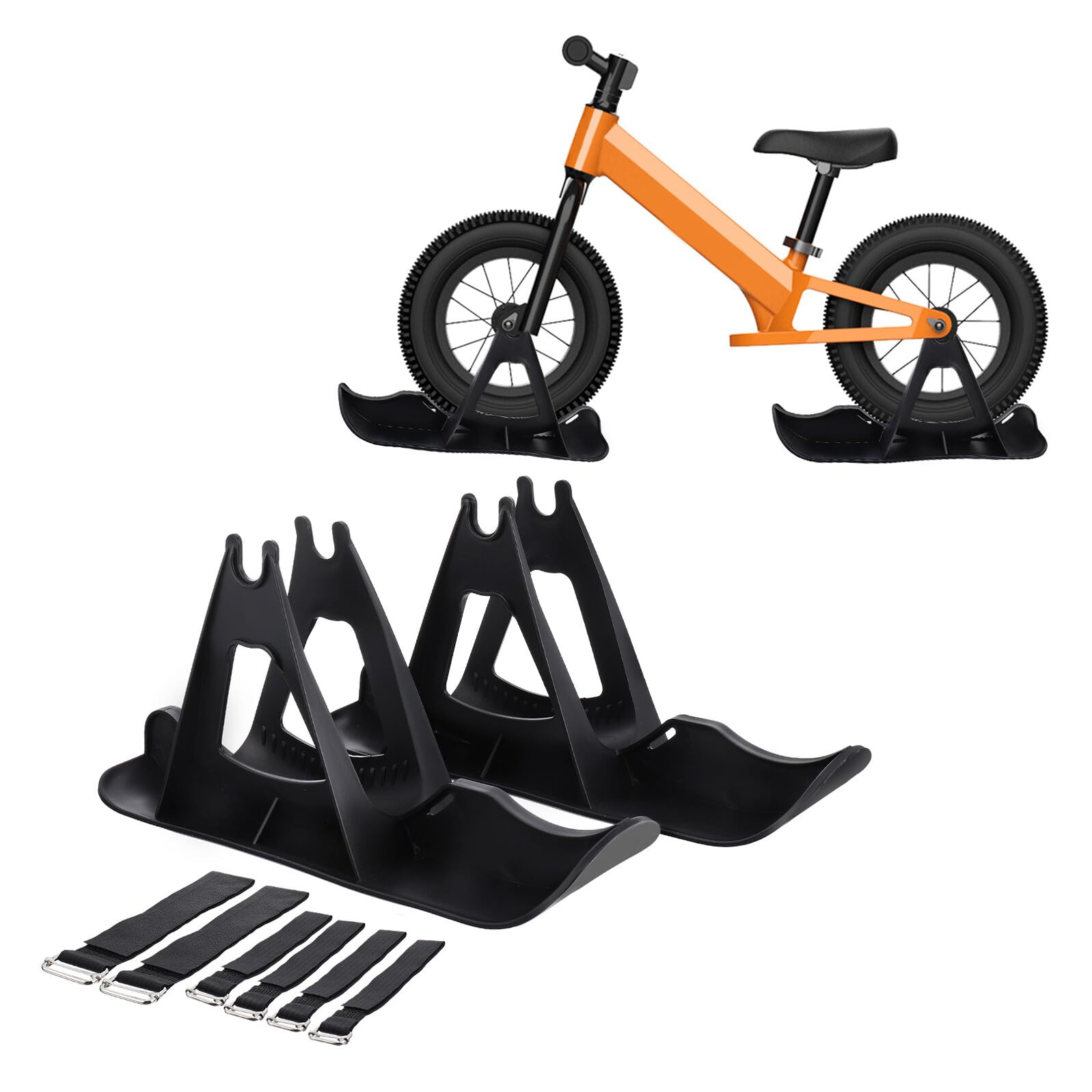 BESTonZON Slitta per Bici senza Pedali 13-15 Pollici per Bambini, Set 2 Pezzi in Plastica Resistente, Facile da Installare, Trasformazione Bici in Tavola da Sci per Divertimento Invernale