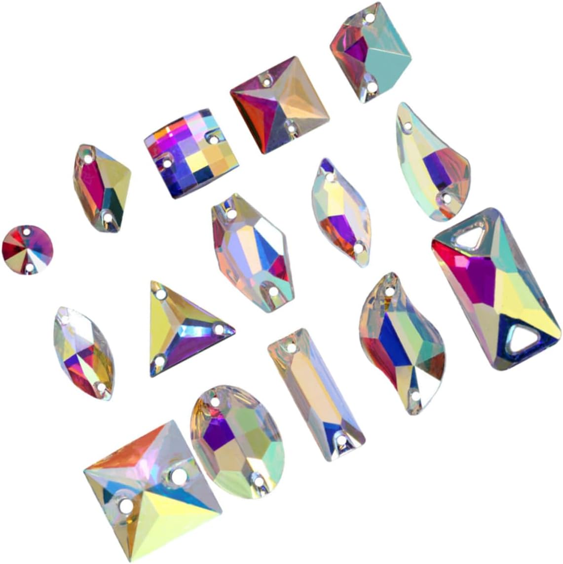 100Pcs Sew Rhinestones for DIY Crafts Hand Sewing Rhinestones for Clothing Accessories Durable Ab Color Flatback Gems for Wedding Bags and Shoes