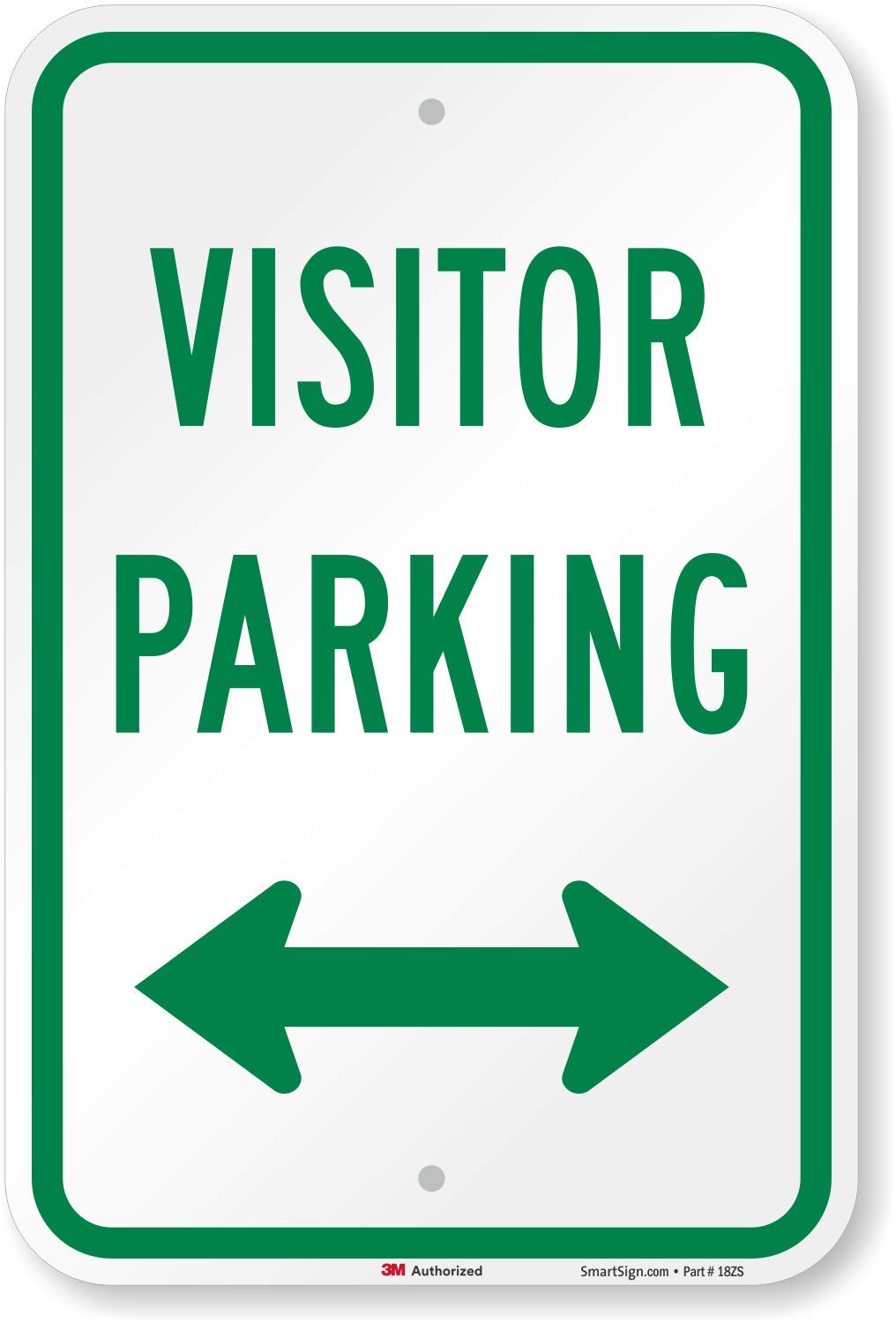 Photo 1 of SmartSign "Visitor Parking" Sign With Bidirectional Arrow | 12" x 18" 3M High Intensity Grade Reflective Aluminum HI Reflective Aluminum