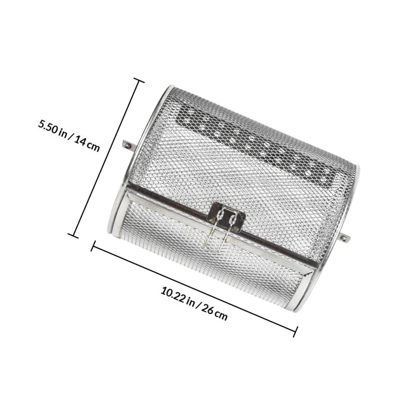 Cestello Rotante per Barbecue in Acciaio Inox, per Frutta Secca | Cottura Uniforme e Rotazione Continua, Uso in Ristorante, Finitura Argento, Accessorio Singolo da 14x23 Cm