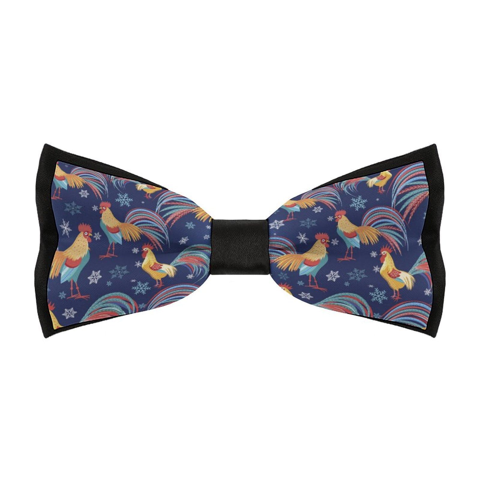 JYYAU Rooster Pattern Bow Tie Adjustable Necktie For Men Business Fashion Pre-tied Tie Neckwear Novelty Accessory For Weddings Party Festival