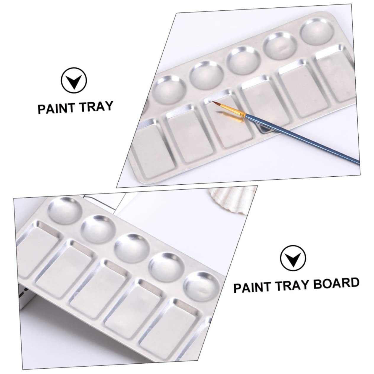 Homoyoyo 2pcs Aluminum Paint Tray Lightweight Easy Clean Mixing for Artists Students and Hobbyists Durable Device for Watercolor and Pigment Mixing
