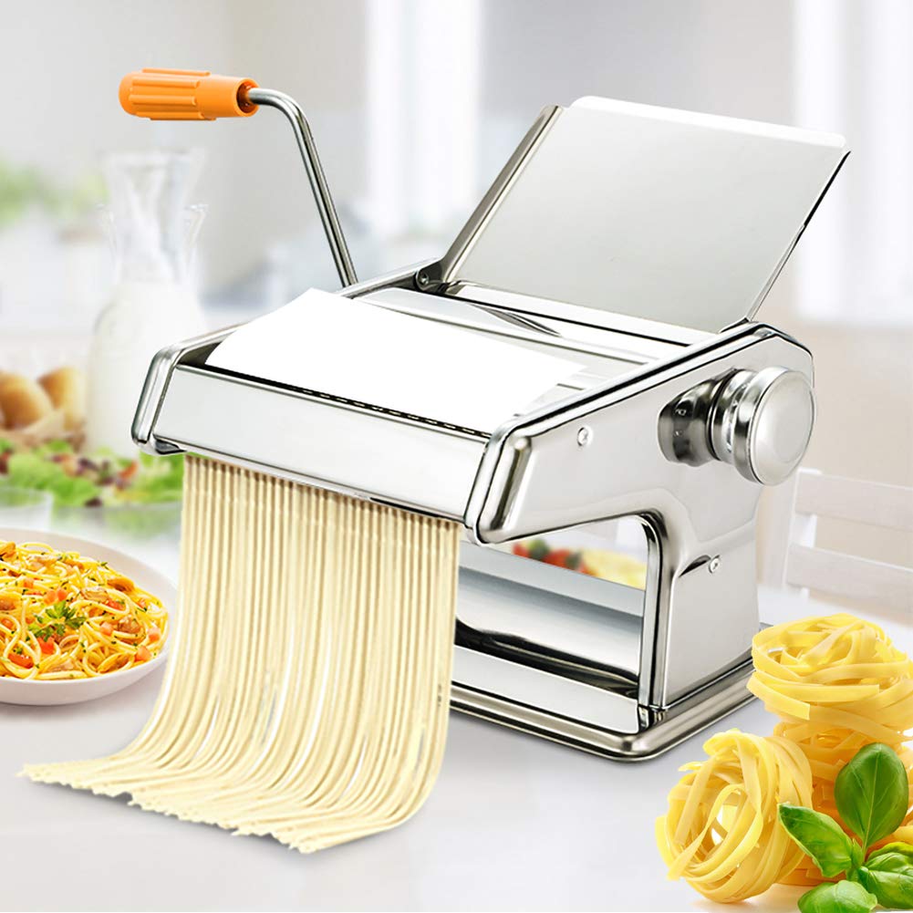 Máquina para hacer pasta, cortador de fideos de acero inoxidable, máquina de pasta manual 3 en 1, máquina de fideos con rodillo de pasta para espaguetis lasaña tallar