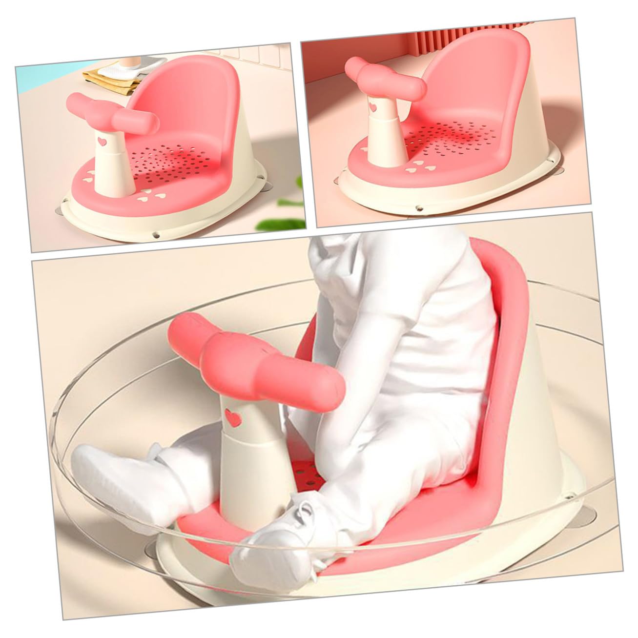 Bathtub Seat with Suction Cup Stable Support Bath Chair Ergonomic Backrest Comfortable Tub Seat for Newborns and Bath Safety