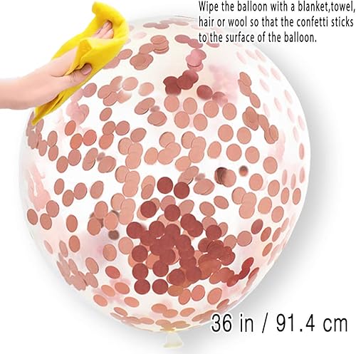Miniatura 2 de Globos gigantes gigantes gigantes de 36 pulgadas con confeti de oro rosa (calidad premium de helio) Pkg6, para cumpleaños, boda, sesión de fotos y