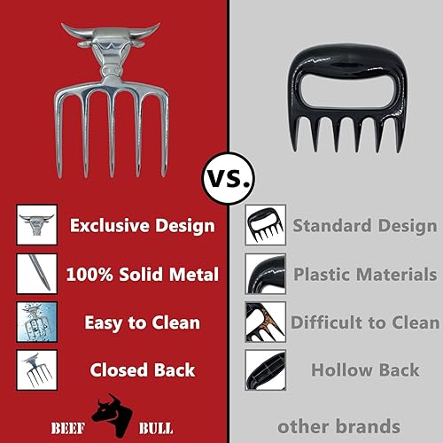 Miniatura 2 de BEEF BULL Kit de tenedor de carne pulida y base decorativa de madera, accesorios para asar a la parrilla de metal sólido y madera mango estilizado