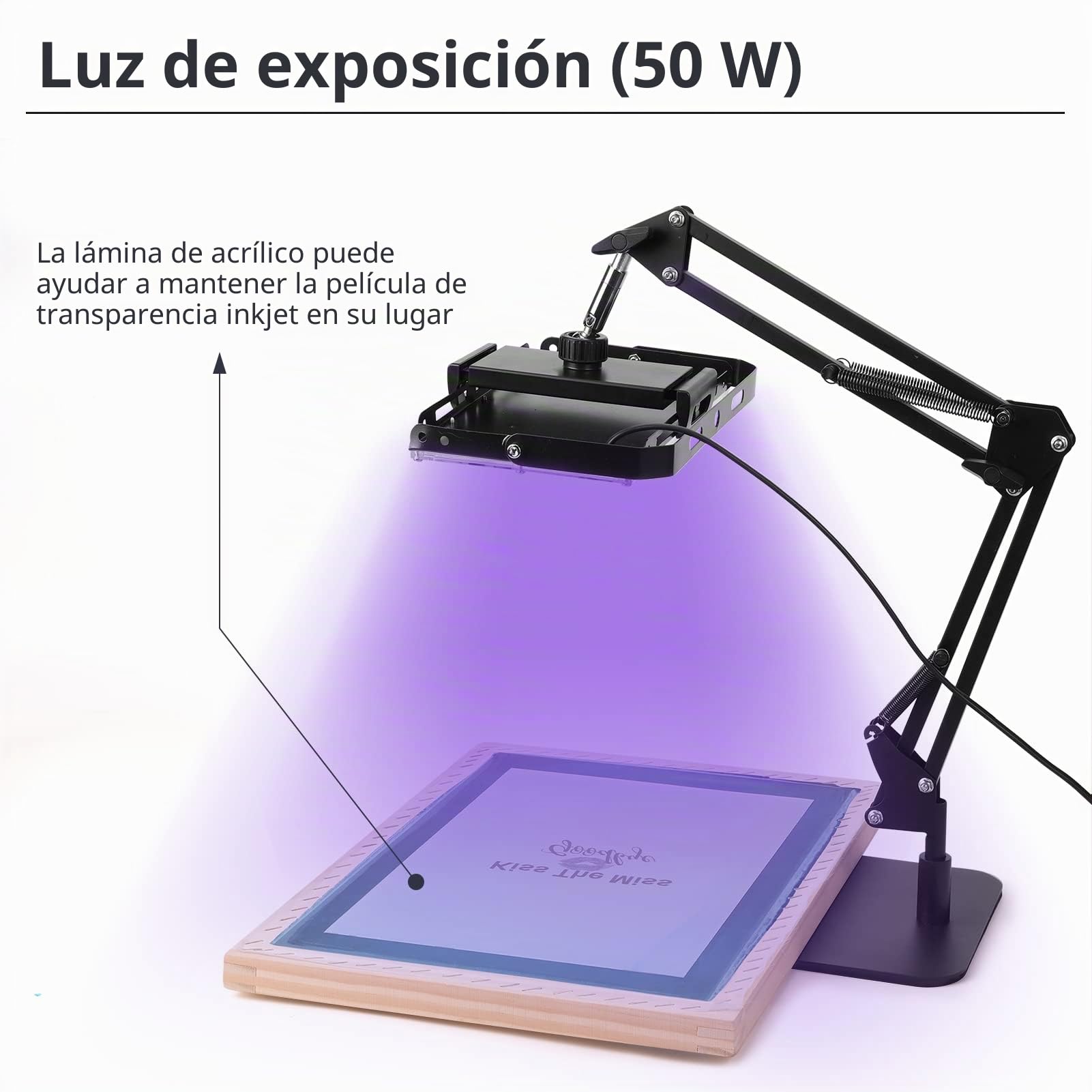 Caydo Kit de serigrafía de 54 piezas Inculde de 50 W LED de exposición UV, 6 tintas de impresión de pantalla a color, emulsión fotográfica de impresión de pantalla, revestimiento de cuchara de