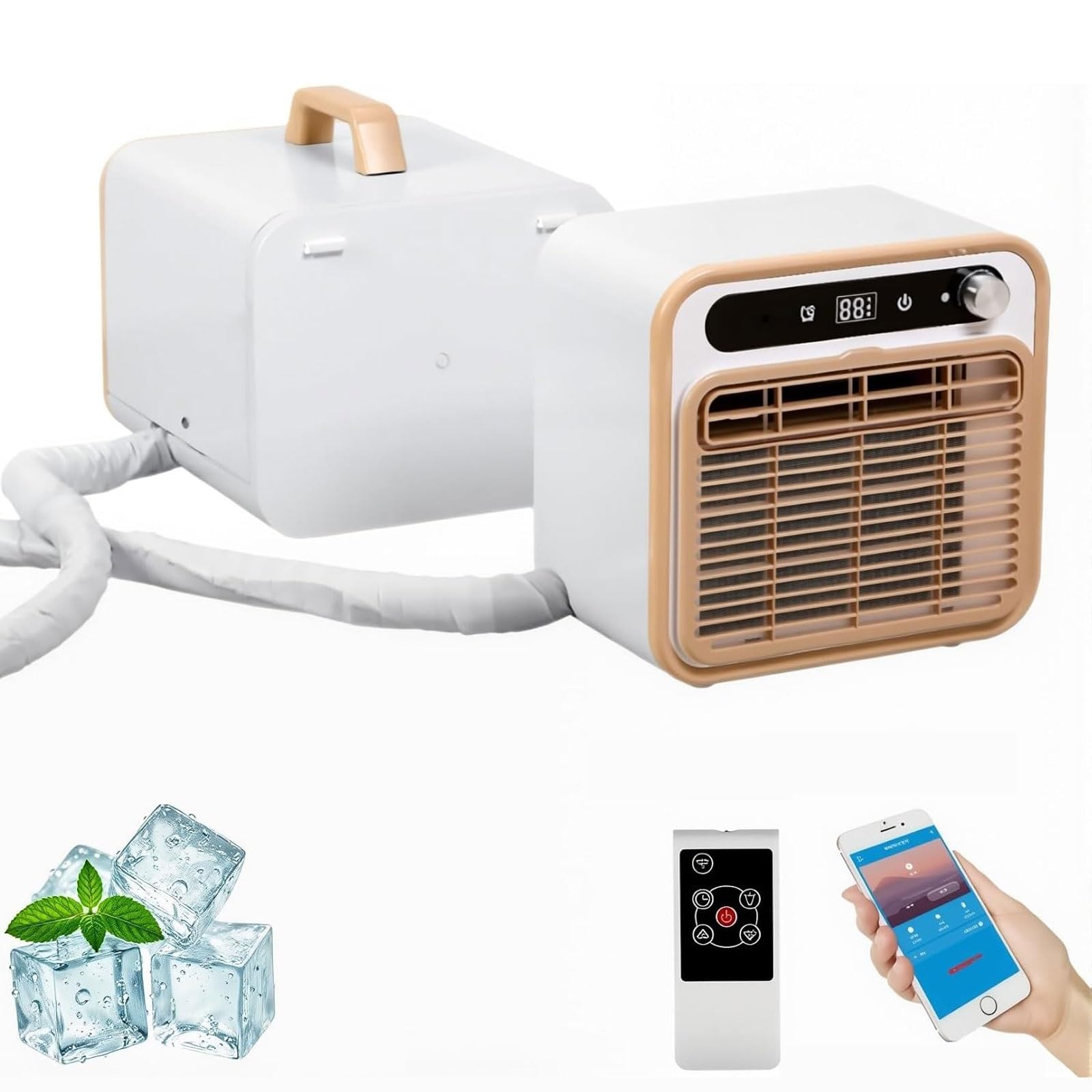 Klimatyzator Split 5000 BTU Chłodnica pokojowa Cichy klimatyzator | Panel dotykowy, Wi-Fi i pilot, Timer 12-godzinny, Przepływ powietrza 130 m³/h,do sypialni,namiotu,ciężarówki RV(1m pipe)