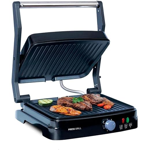 Grill Elétrico Mallory Asteria – Multifuncional, Placas Antiaderentes, 180º de Abertura, Controle de Temperatura 5 Posições- 127V