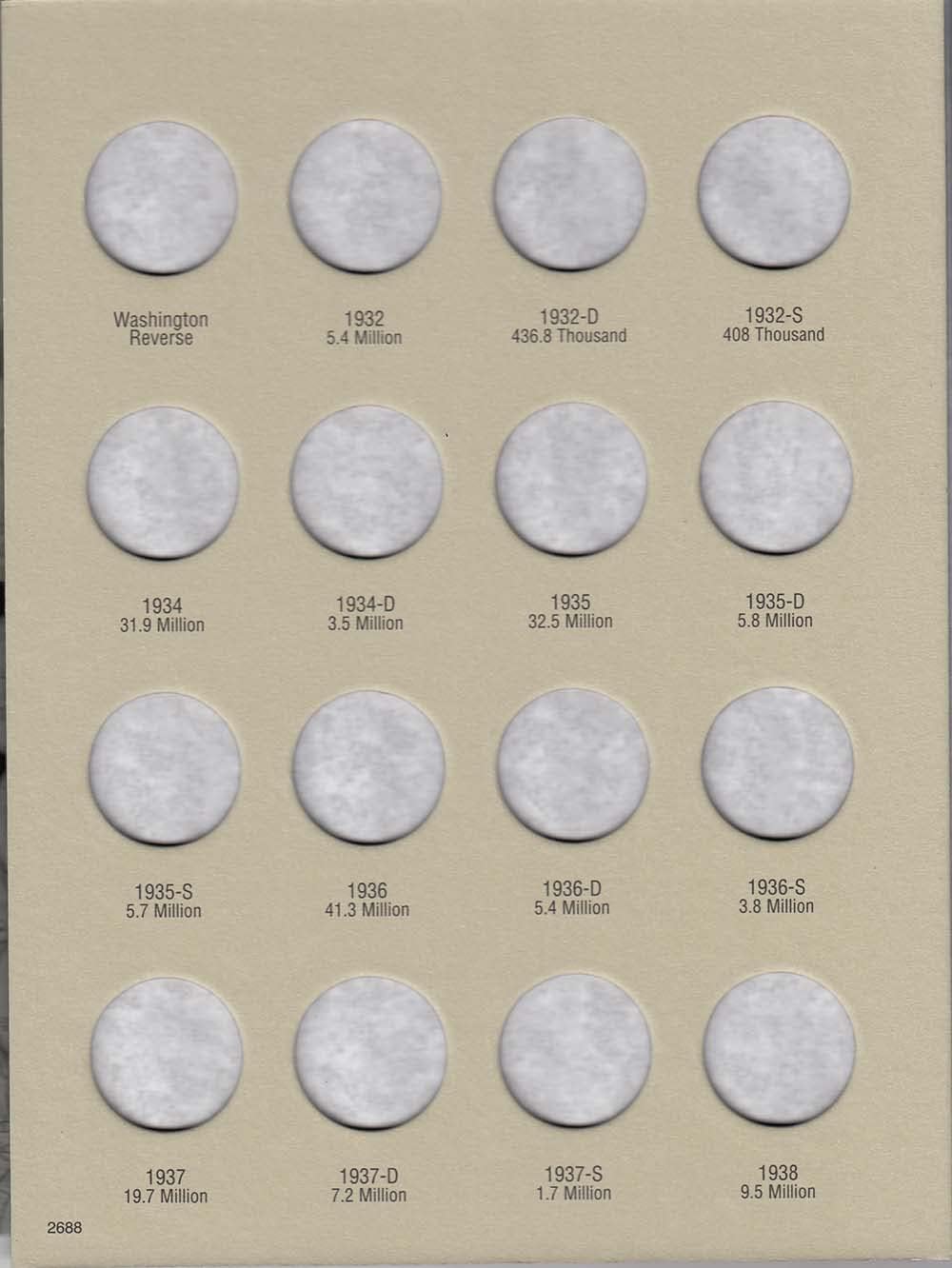 H.E. Harris & Co. US Washington Quarter Coin Folder Four Volume Set 1932 – 1998#2688.2689.2690.2691