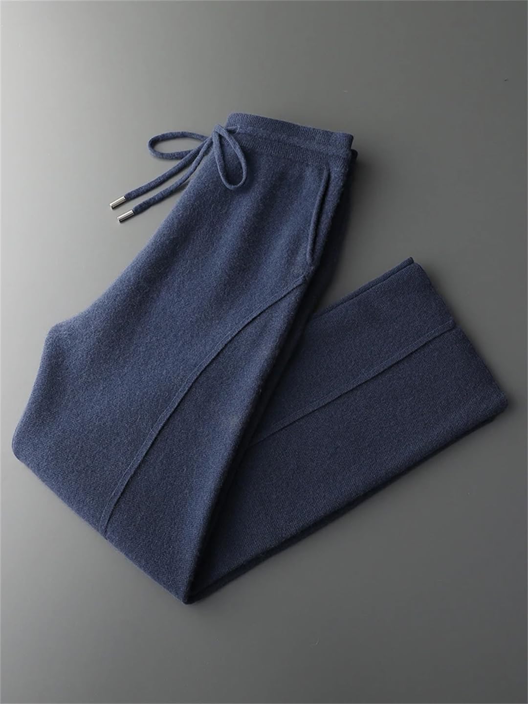 Men’S Cashmere Straight Leg Knit Business Casual Pants Elastic Waist Regular Fit Full Length Trousers