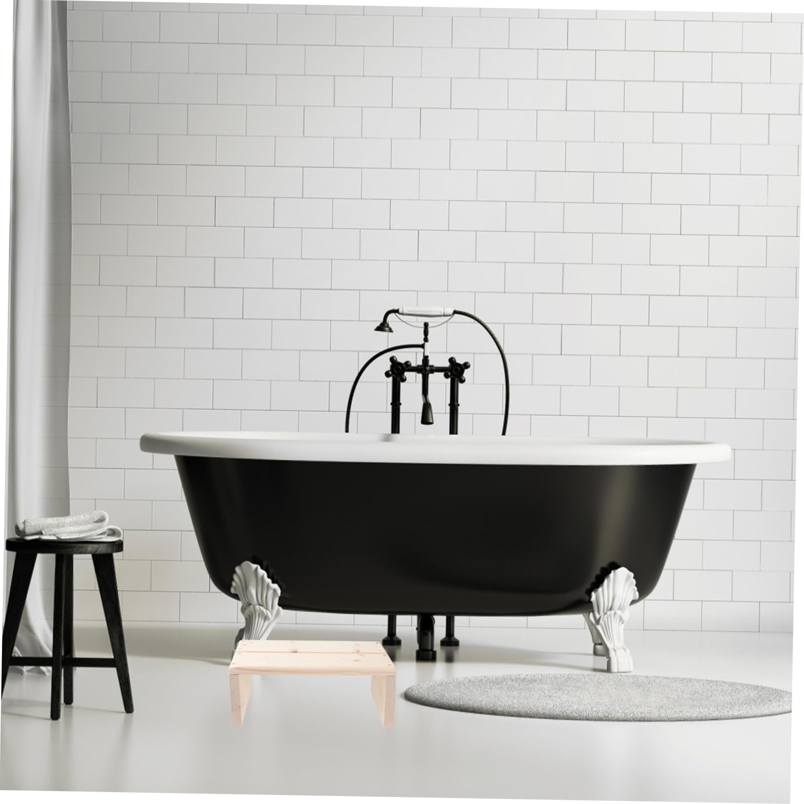Sgabello Bagno in Legno Antiscivolo, Rialzo Toilette