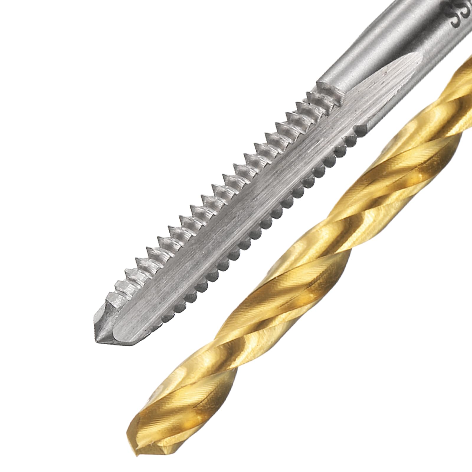 Set di maschi e punte da trapano, 1 maschio per filettatura a scanalatura dritta UNC 10-24 e 1 punta elicoidale da 3,8 mm, kit di utensili per filettatura HSS-6542 non rivestiti/rivestiti in titanio