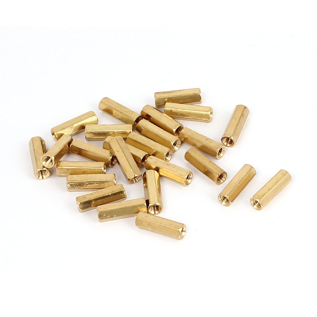 Sourcingmap M3 x 15mm Female Threaded Brass Hex Standoff Pillar Spacer Nut 25pcs