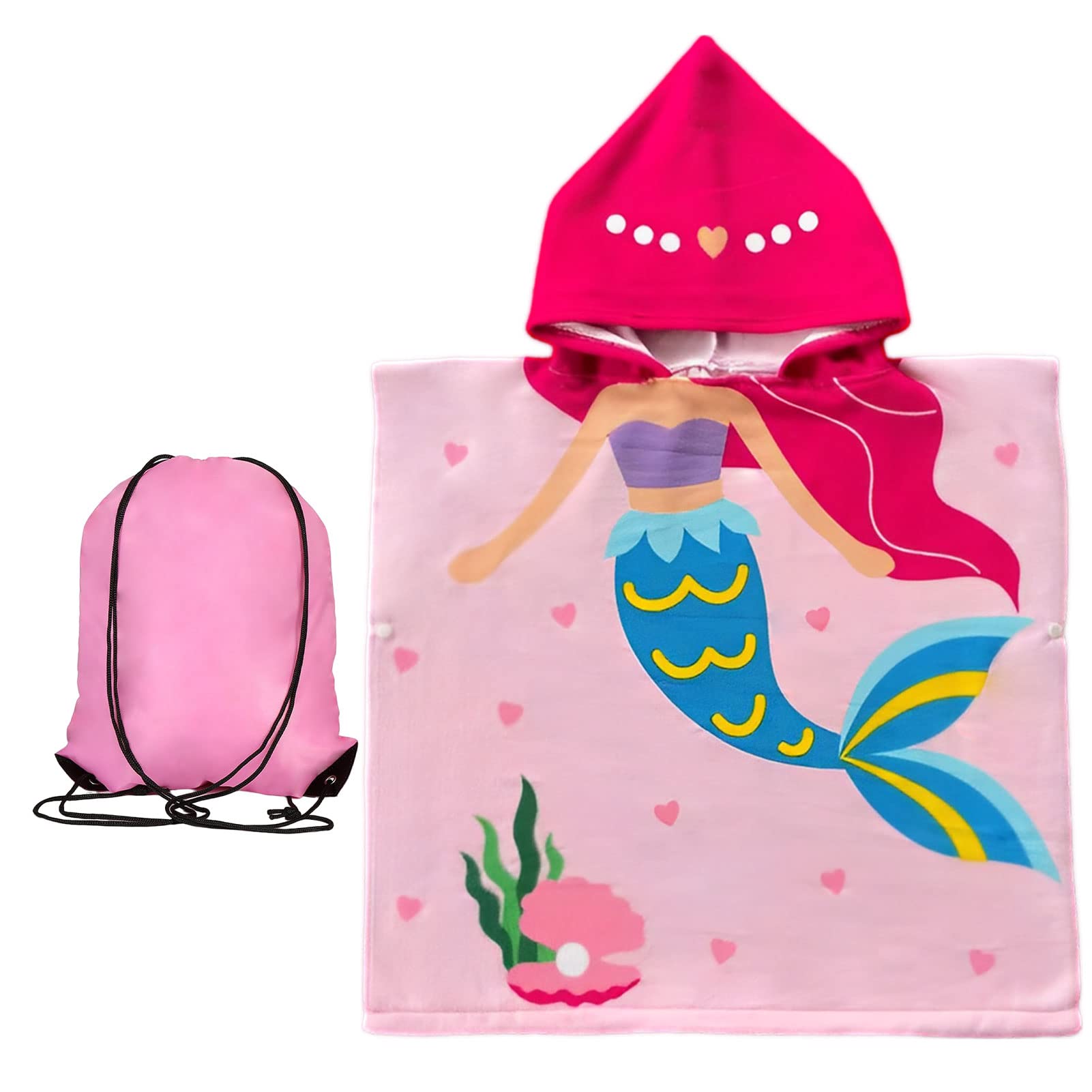 Marypaty Toalla Playa Niña Bebe de Baño con Capucha, Toalla Poncho Niño Toalla Infantil de Playa Toalla de Microfibra Poncho y Bolsa de Cordó, Surf para Baño Piscina Playa Niños de 2 a 8 Años (Estilo 5)