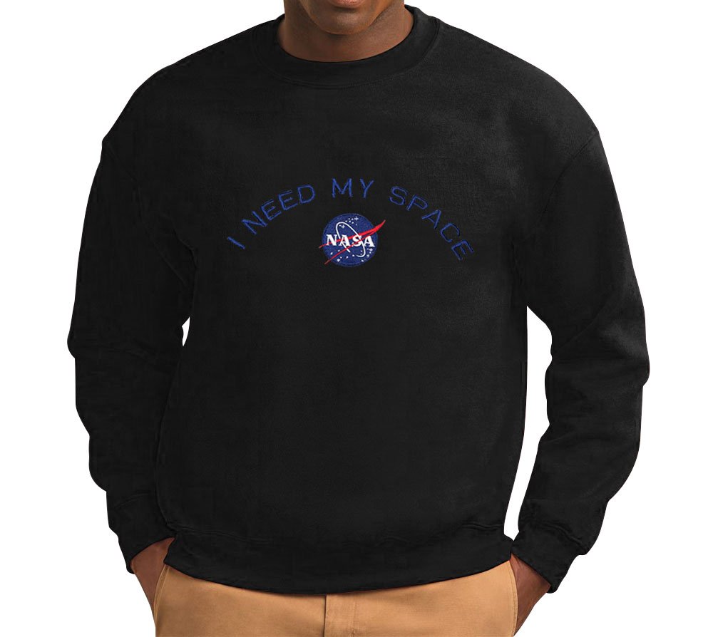GildanMen's NASA I NEED MY SPACE Insignia Embroidered Crewneck Sweatshirt