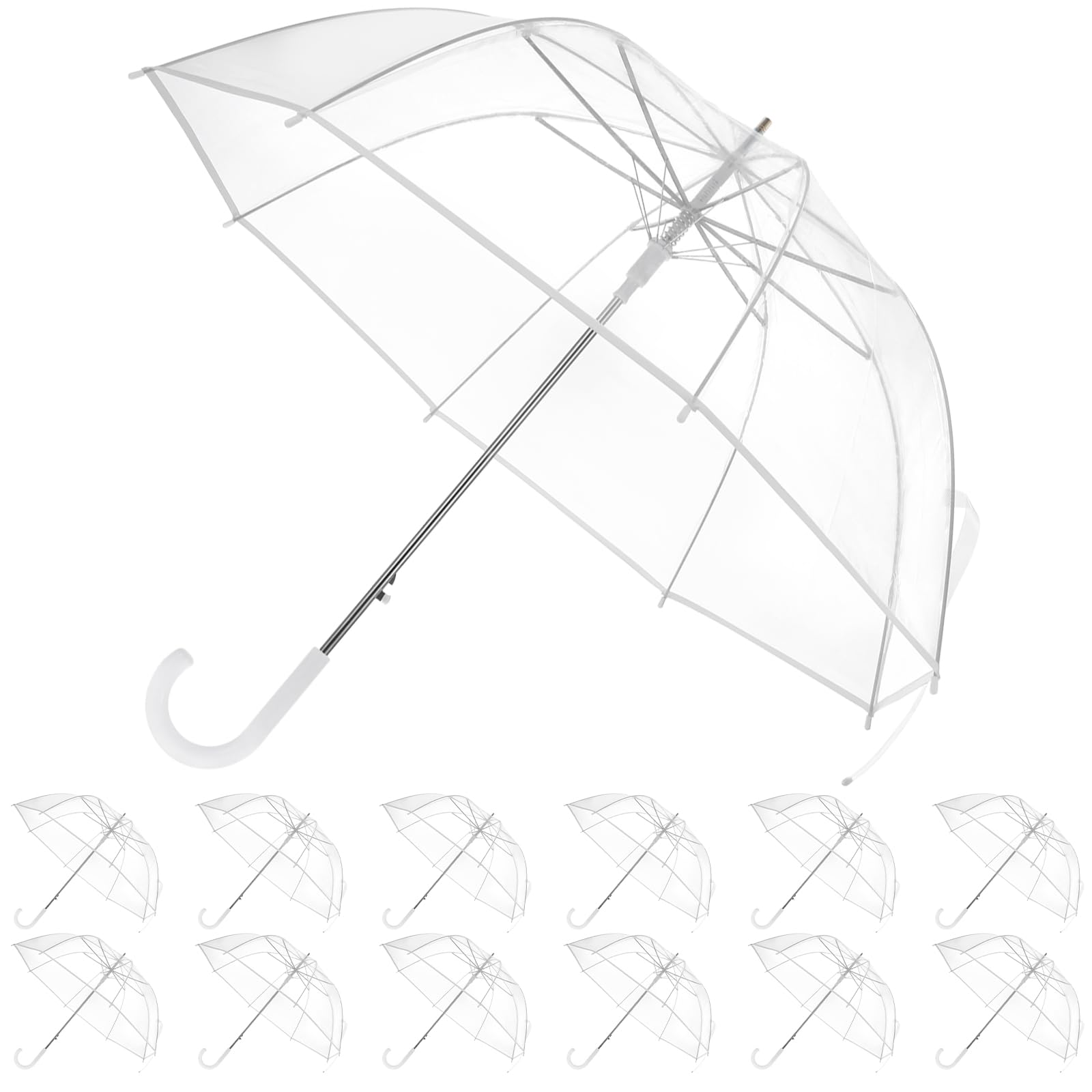 Photo 1 of YEXEXINM Clear Bubble Umbrella Wedding - 12 Pack Transparent Dome Umbrellas, Windproof POE Rain Umbrella Bulk, 35.4" Large Clear Umbrellas for Wedding Photography, Bride Groom & Outdoor Events