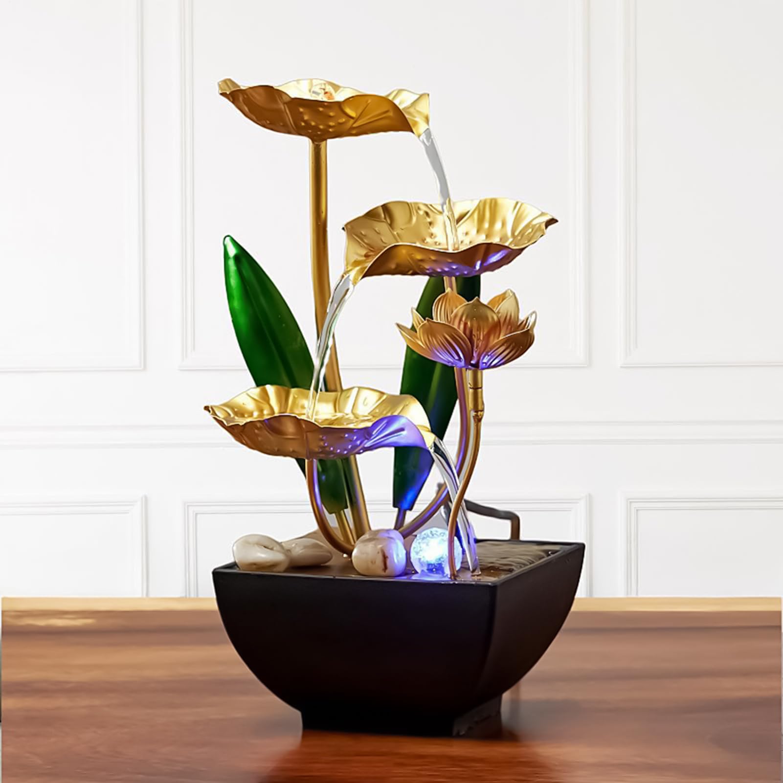 lyanny Fuente De Escritorio De Interior - Relajación Zen Con Iluminación LED Relajante,Con Sonidos Relajantes Fuente De Agua Para Interiores - Para Acuario Oficina Sala De Estar Dormitorio Hotel Pieza
