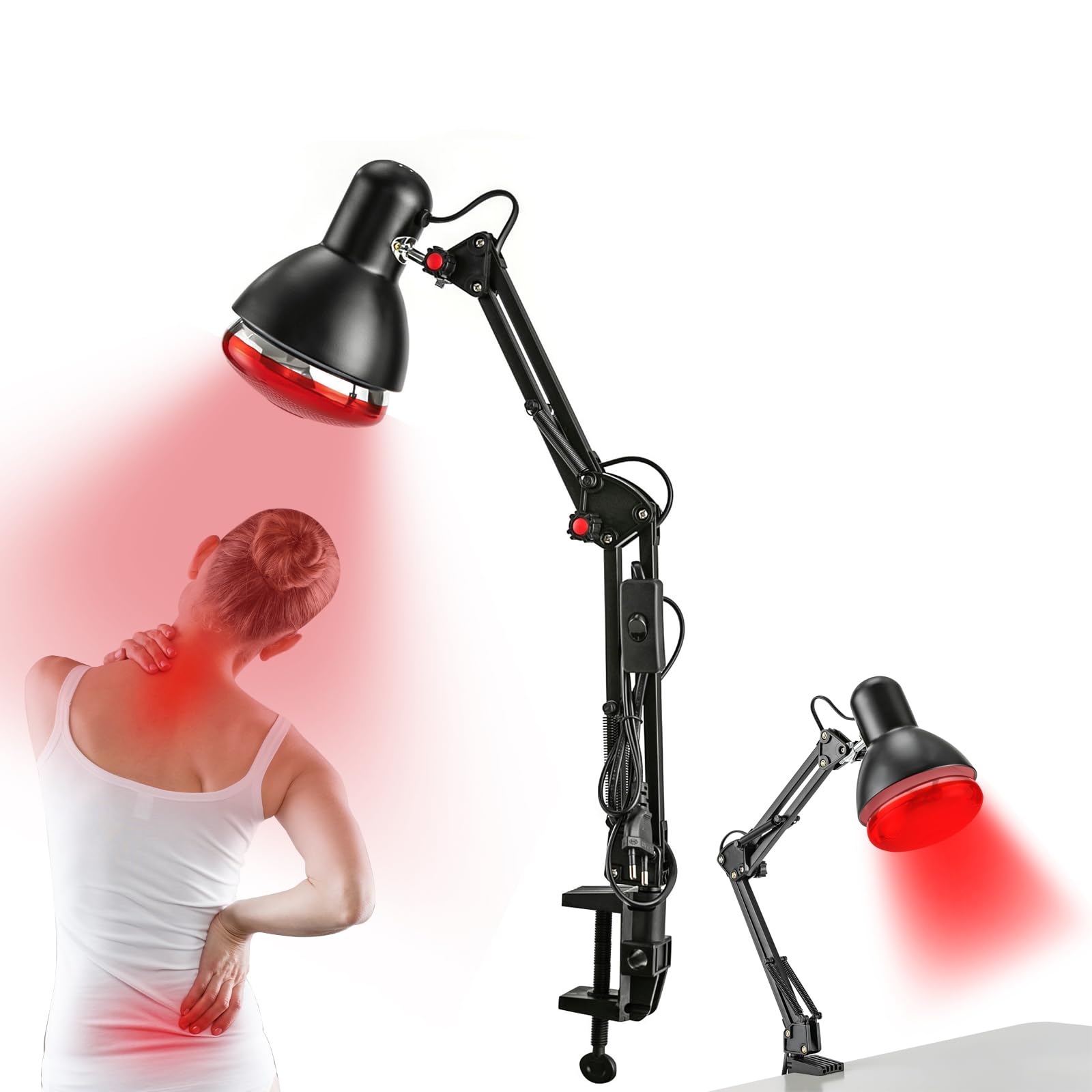 Czerwona lampa na podczerwień, 150 W, składana, do terapii, ból mięśni i stawów, medyczna