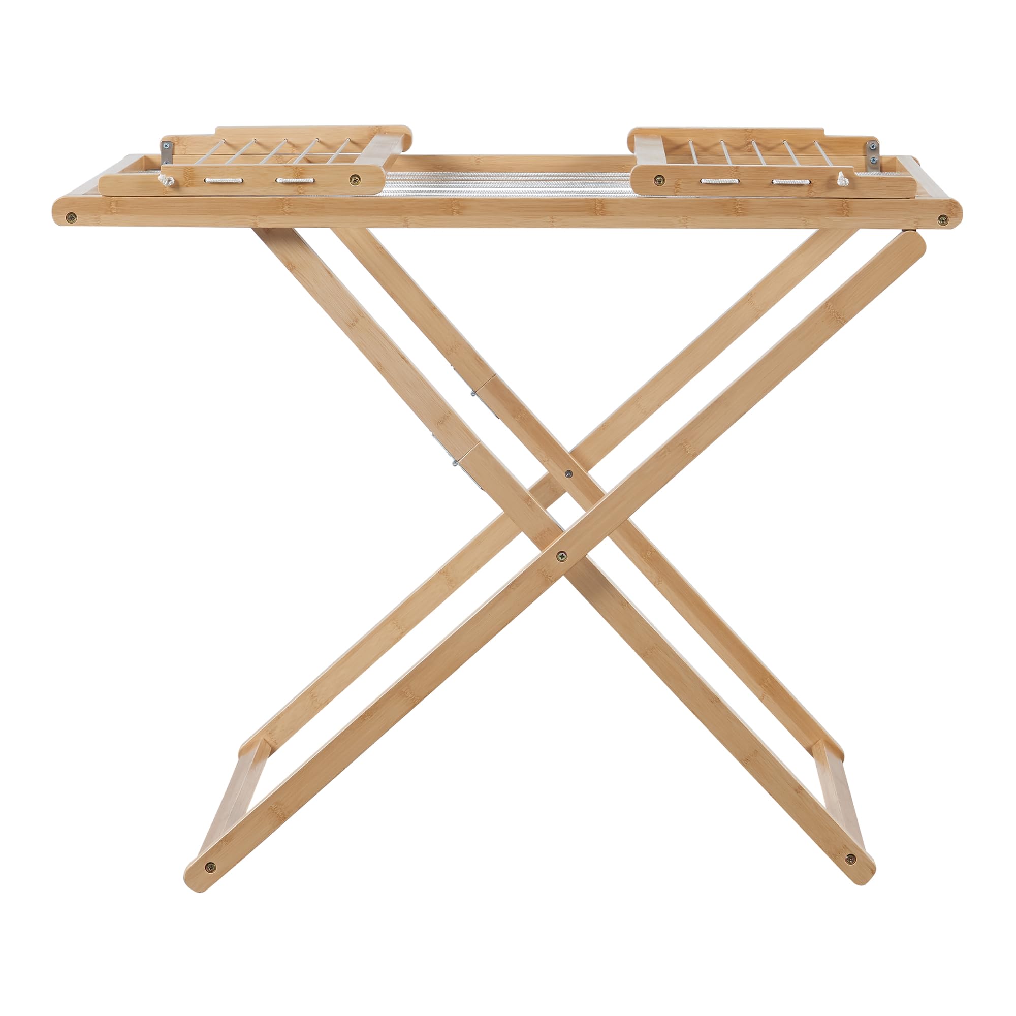 [en.casa] Wäscheständer Fakala Standtrockner klappbar Bambus 154 x 59 x 82 cm Flügelwäschetrockner mit Wäscheleinen Badezimmer Balkon