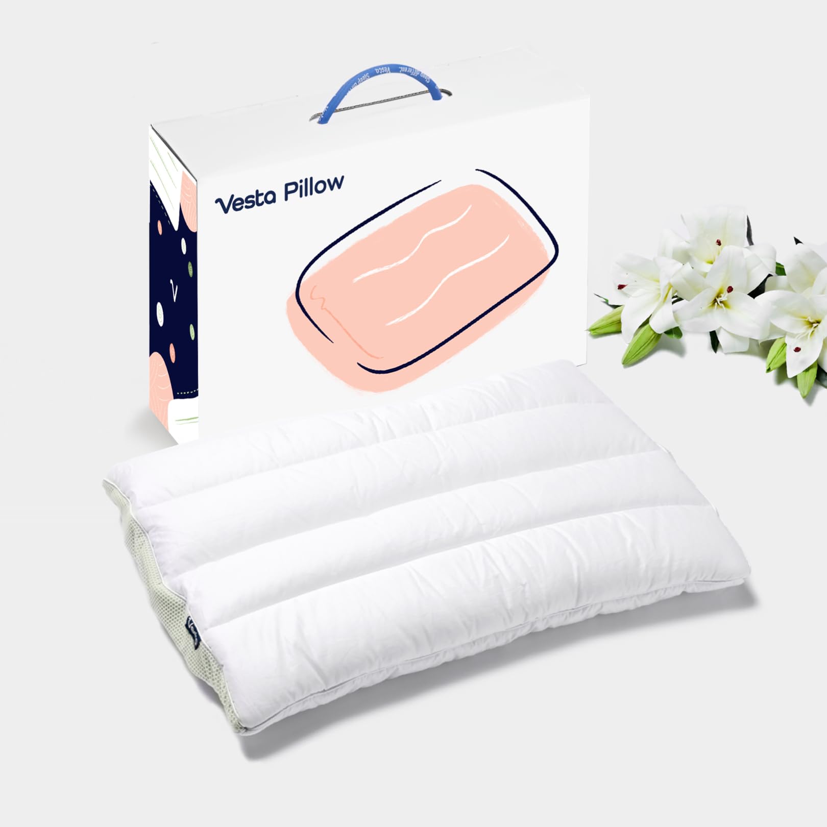 Vesta Silk-Layered Ultra-Thin Pillow 100 Silk Layer Slim and Flat Design for Back or Stomach Sleepers Ultra-Thin Profile