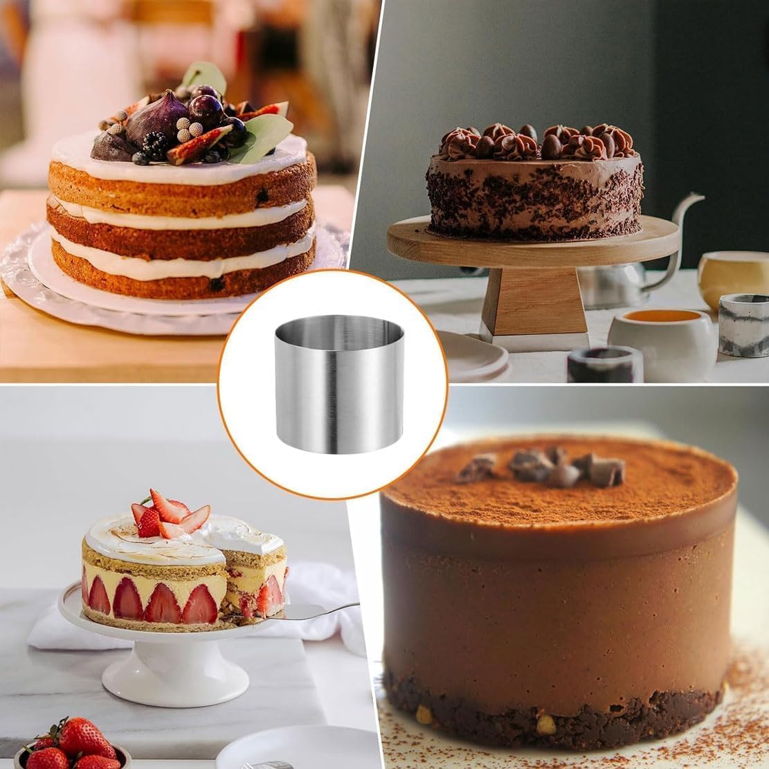 Cercle à, Anneaux à Gâteau Pour La Cuisson | Ensemble De Moules à Anneaux De Cuisson De Gâteaux En Acier Inoxydable, 12 Pièces - Moule à Pâtisserie Antiadhésif Avec Trou, Outil De