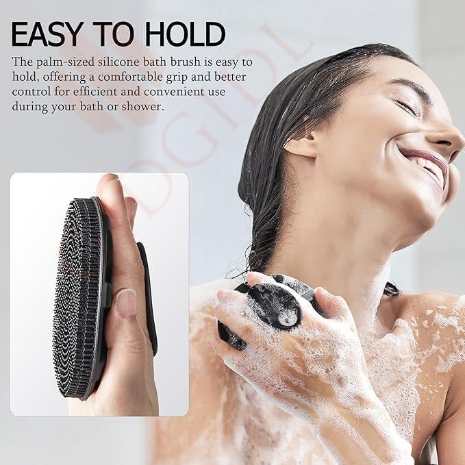 Image of Snika Soft Silicone Back Scrubber Long Handle Bath Brush + Body Scrubber Bath Brush + Scalp Massager for Hair + Face Scrubber Brush, Combination Combo, Super-Exfoliating & Lathering Body Scrubber, Shower Brush | BPA-Free | for Men and Women (With A Free Hook 3-pic)