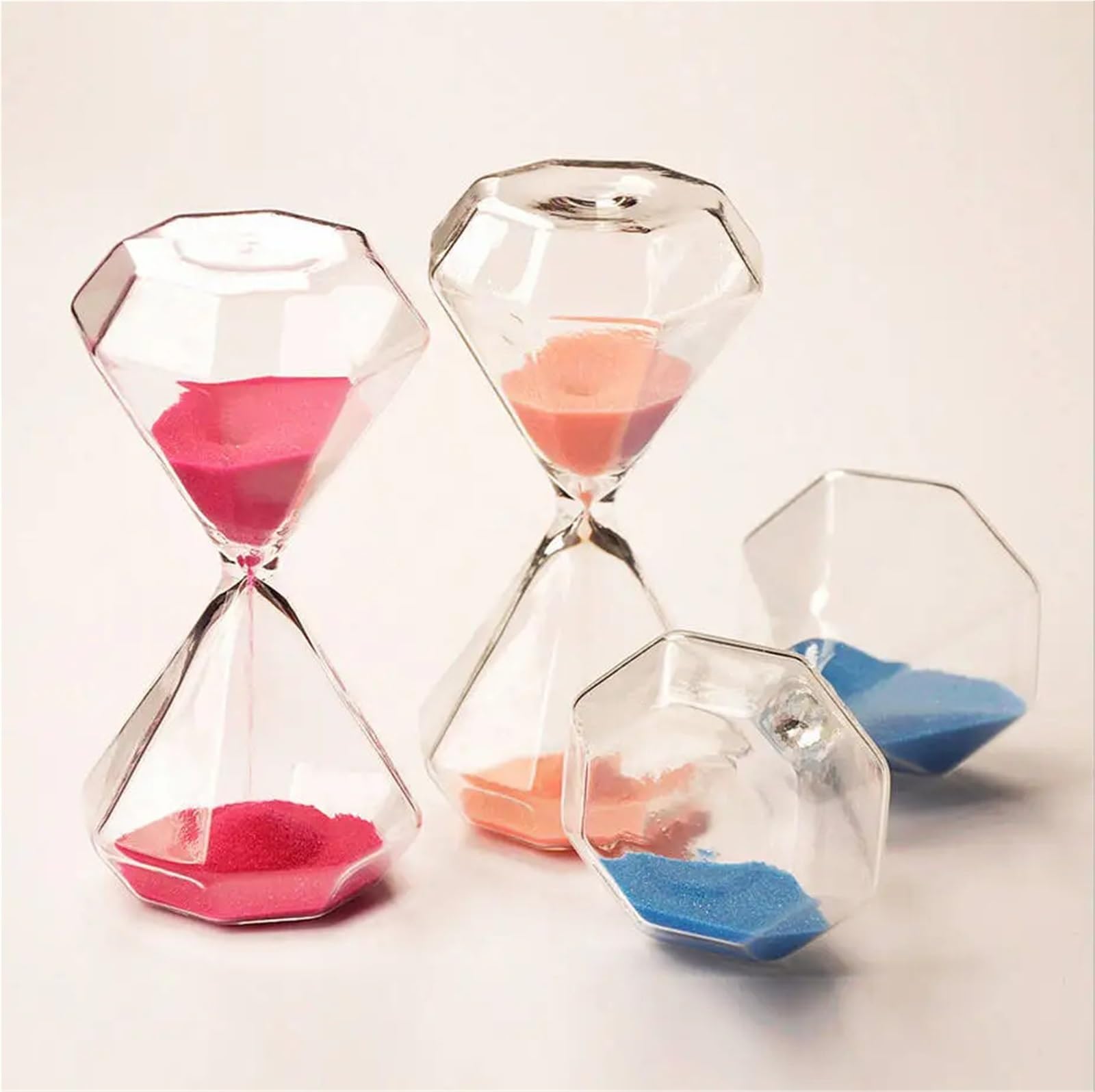 Reloj de Arena con Temporizador (2 Unidades) de Cristal Transparente, diseño Creativo de Diamante, Temporizador de Cuenta Regresiva para el hogar.