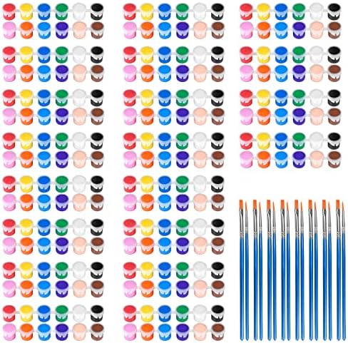 280 Pcs Washable Paint Set for Kids Arts and Crafts, 20 Gouache Watercolor Paint Sets of 12 Colors for Party Classroom Painting Supplies, 20 Pairs Flat and Pointed Brushes…
