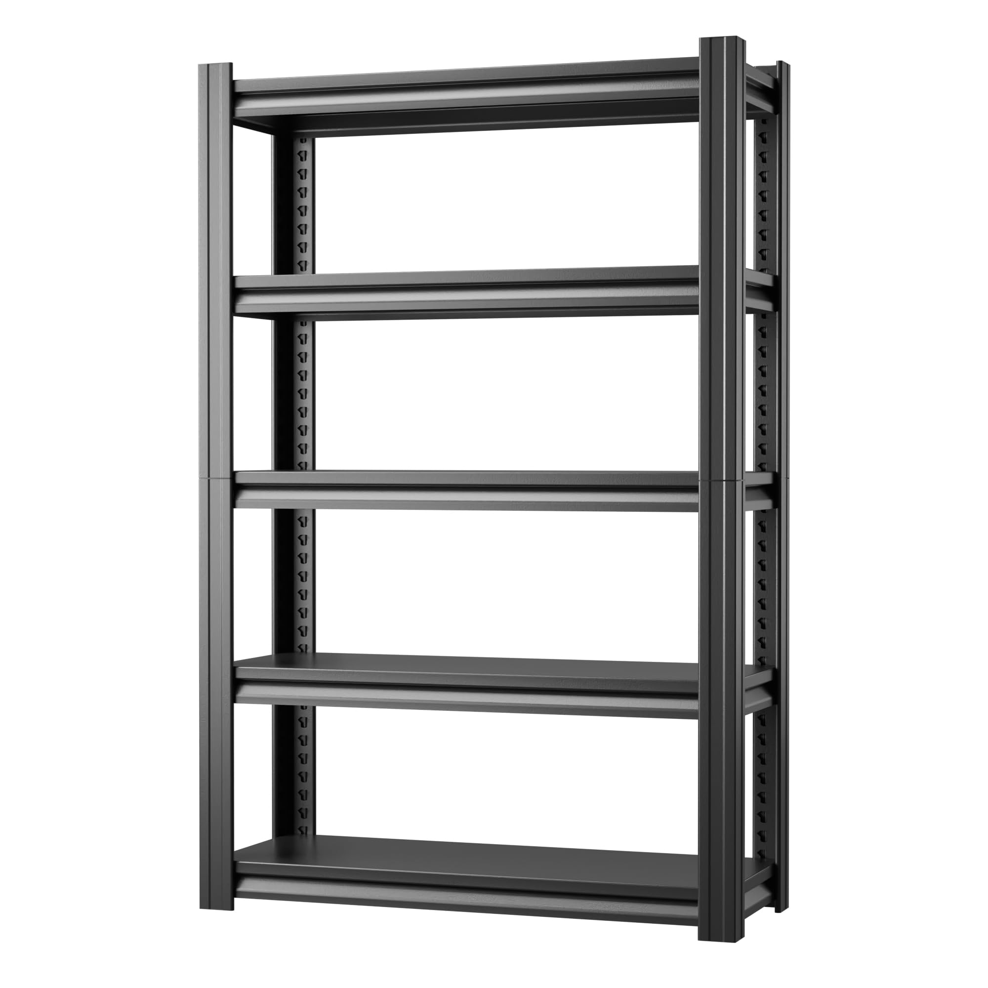 SUPEER - Scaffale per carichi pesanti in metallo, 183 x 120 x 45 cm, con 5 ripiani in metallo regolabili | Scaffalatura per cantina e officina | Portata fino a 1200 kg | Nero