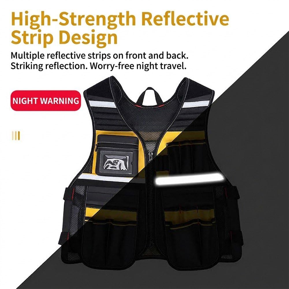 HiyyFloy Chaleco Portaherramientas Ligero para Hombre Y Mujer, Chaleco De Seguridad con Correas Ajustables, Ideal para Electricistas, Carpinteros Y Trabajos De Construcción.