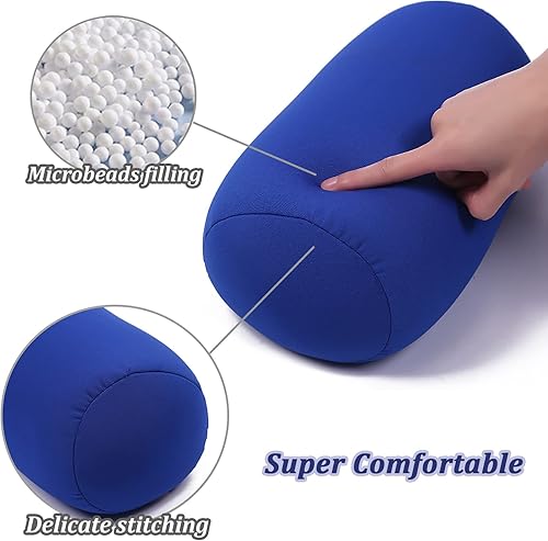 Miniatura 4 de 2Pcs Microbead Neck Roll Pillow, Squishy Neck or Back Support Tube Bean Pillow Cervical Cylindrical Cushion Sleeping Pillow for Home Bed Sofa Travel