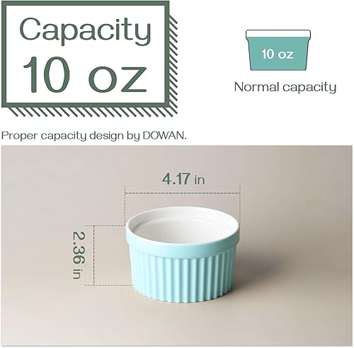 Miniatura 56 de DOWAN - Cazuelita de porcelana, para servir o para soufflé, Creme Brulee, de estilo clásico para hornear, juego de 6 Blanco