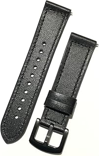 سوار جلد بمشبك أسود لساعة هونر ماجيك 1 42 / GT2 42 / جالاكسي ووتش 3 41 / امازفيت GTR 42 / GTR 1 / هواوي ووتش 2 برو 49 - أسود، 24 ملم