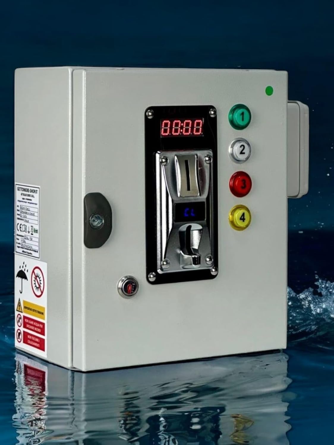 Gettoniera per 4 docce | Gettoniera a Monete per docce palestre, Piscine e stabilimenti balneari | Gettoniera per docce con elettrovalvole in Ottone Incluse