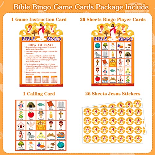 Whatsign Bible Bingo Game For Kids Adults 26 Player Christian Bible Bingo Card Religious Bible Bingo Game Activities For Family Sunday Church Vacation Bible School Easter Holiday Party Favors Supplies #TOP1