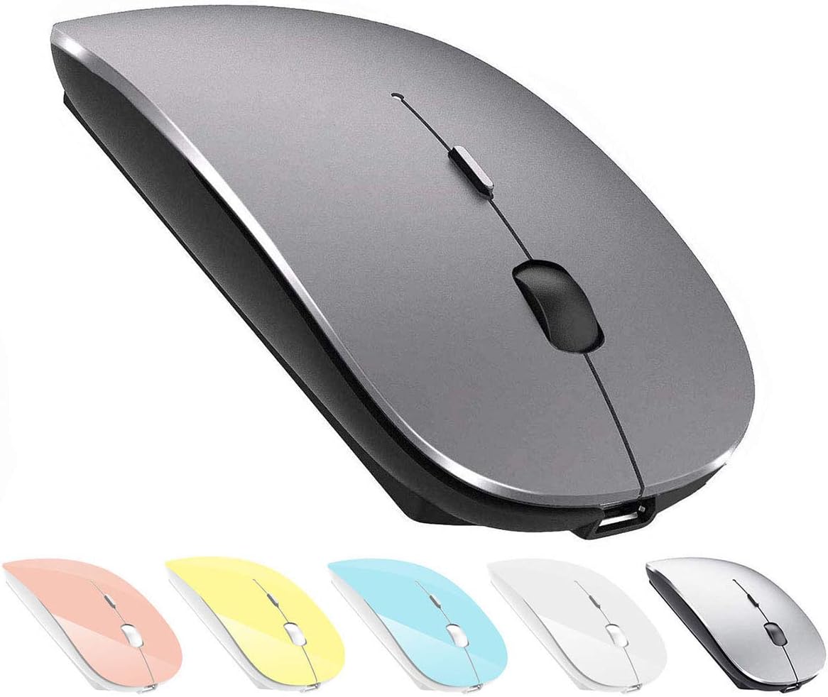 ZERUBluetooth Mouse Rechargeable Wireless Mouse for Macbook Pro,Bluetooth Wireless Mouse for Laptop PC Computer (Gray)