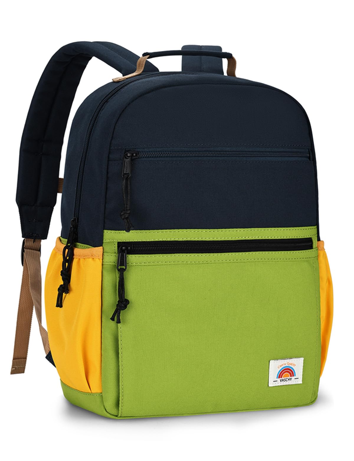 VASCHY Zaino Bambino, Leggero Colorato Zainetto Scuola Elementare con Cinturino Petto Fibbia per Viaggio, Campeggio e Tempo Libero, 3‑8 Anni Verde Navy