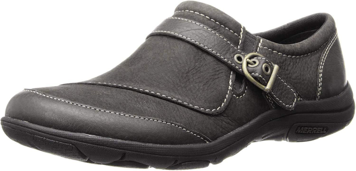 Amazon.com | Merrell womens Dassie Buckle Slip-On Shoe Black 5.5 M US ...