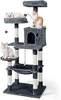 Vista 1 de Árbol alto para gatos grandes o gatitos de interior, árbol de actividades para gatos de varios niveles con postes rascadores, hamaca, condominio
